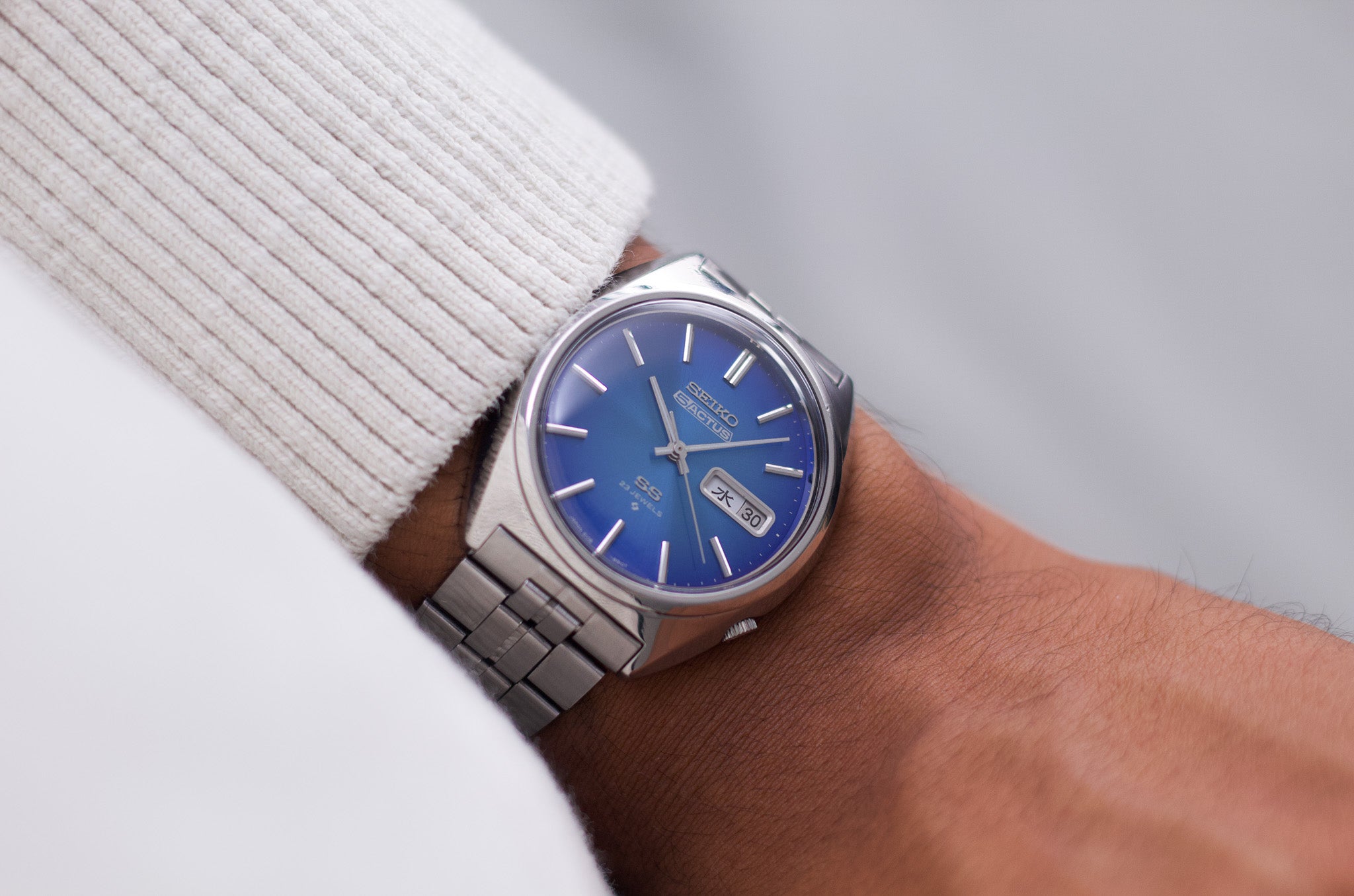 Serviced] 1974 Seiko 5 Actus SS Ocean Blue Dial Men's Wrist-Watch