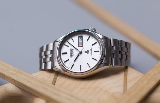 1980 Seiko Silverwave Quartz Straight Grain Silver Dial Men's Wrist-Watch