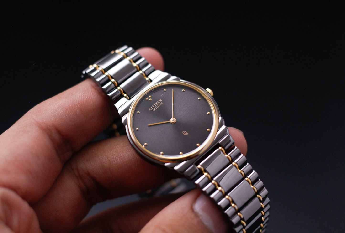 1997 Citizen Quartz Charcoal Sunburst Dial Two Tone Men's Wrist-Watch