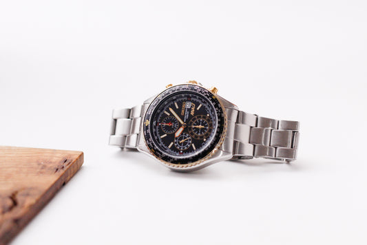 2007 Seiko Chronograph Flightmaster Matte Black Dial Men's Wrist-Watch