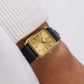 1992 Seiko Quartz Tank Golden Sunburst Dial Men's Wrist-Watch