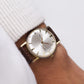 [Serviced] 1960s French Bercona Mechanical Freckled Silver Sunburst Dial Men's Wrist-Watch