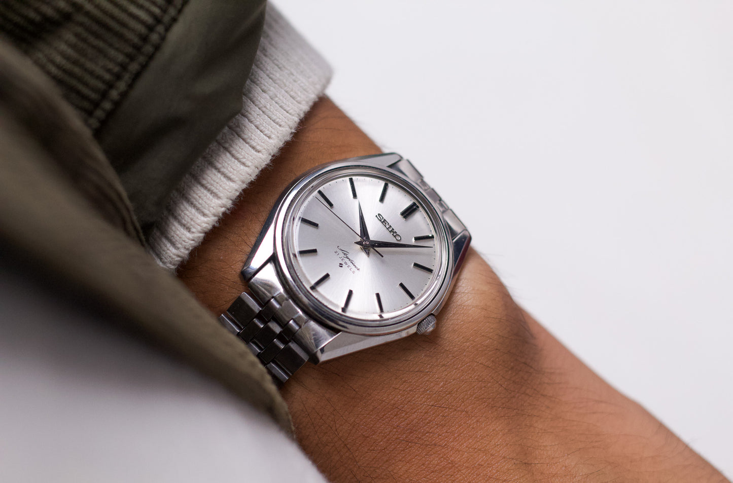 [Serviced] 1971 Seiko Skyliner Silver Sunburst Men's Mechanical Wrist-Watch