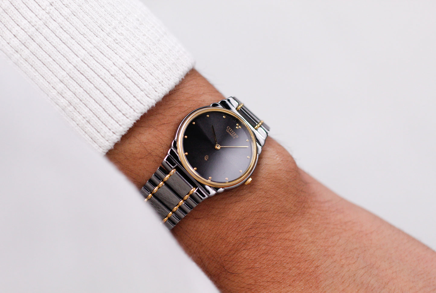 1997 Citizen Quartz Charcoal Sunburst Dial Two Tone Men's Wrist-Watch