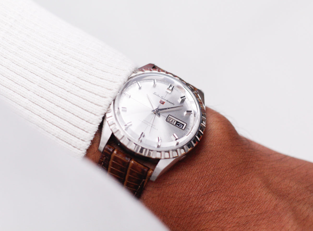 [Serviced] 1965 Seiko Sportsmatic 5 Silver Sunburst Dial Men's Wrist-Watch