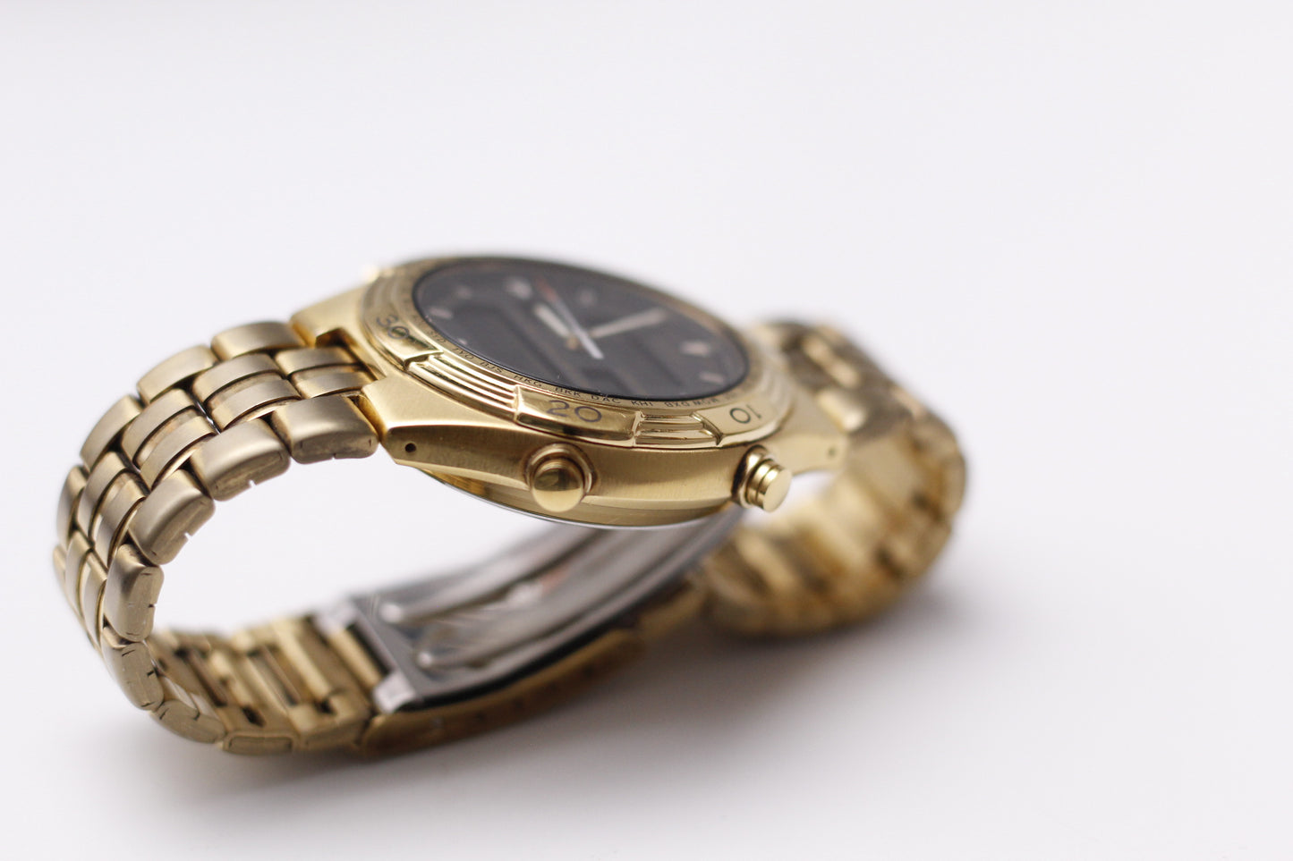 2004 Seiko Quartz Ana-Digi World-Timer Gold Toned Case Men's Wrist-Watch