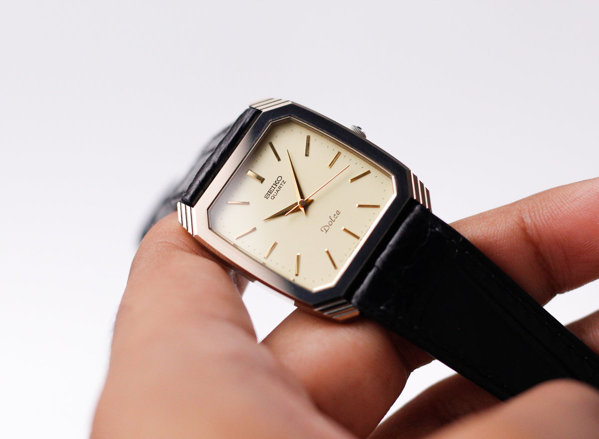 1982 Seiko Dolce Light Golden Dial Tungsten Case Men's Wrist-Watch