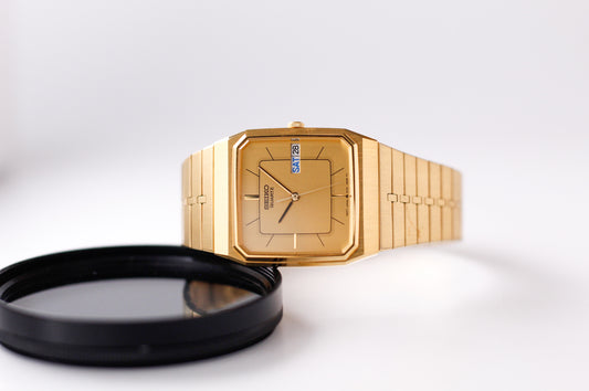 [Near Mint] 1992 Seiko Quartz Golden TV Dial Men's Wrist-Watch