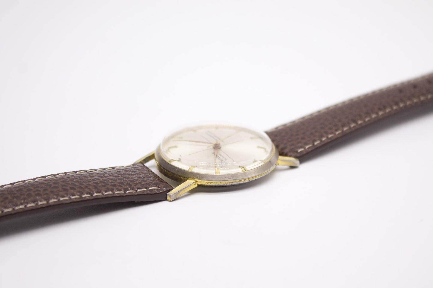 [Serviced] 1960s French Bercona Mechanical Freckled Silver Sunburst Dial Men's Wrist-Watch