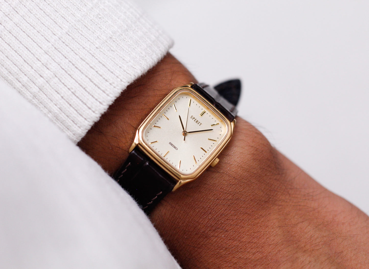 1986 Seiko Spirit Golden Washi Dial Tank Men's Wrist-Watch