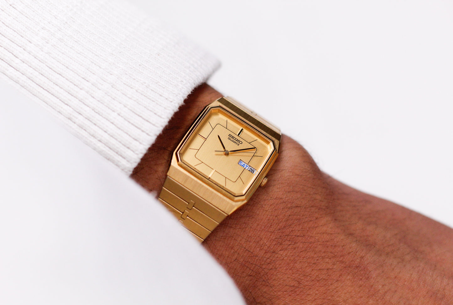[Near Mint] 1992 Seiko Quartz Golden TV Dial Men's Wrist-Watch