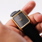 1991 Pulsar Quartz Gray Straight Grain Dial Tank Men's Wrist-Watch