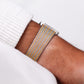 [Near Mint] 1982 Citizen CQ Quartz Gemstone Silver Straight Grain Dial Braided Two Tone Case Men's Wrist-Watch W/Box