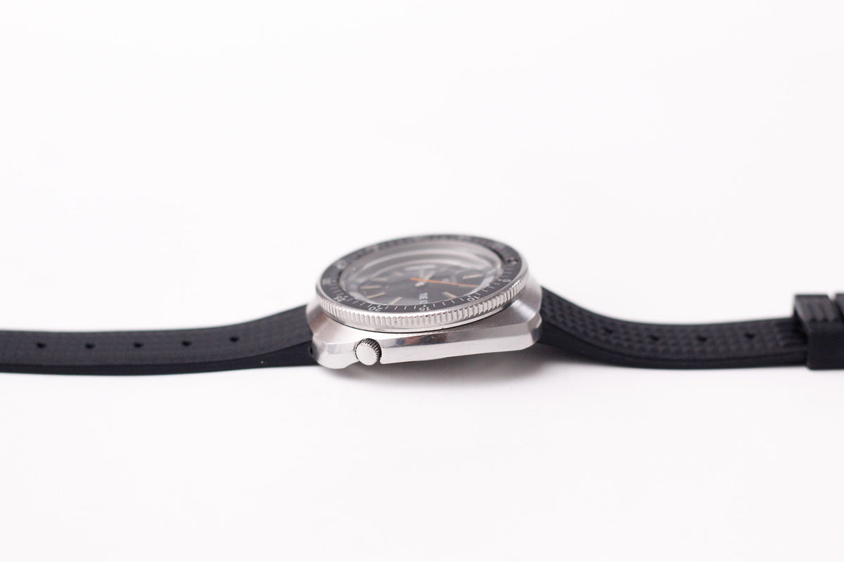 [Serviced] 1969 Seiko 5 'Double Hurricane' Matte Black Dial Men's Wrist-Watch