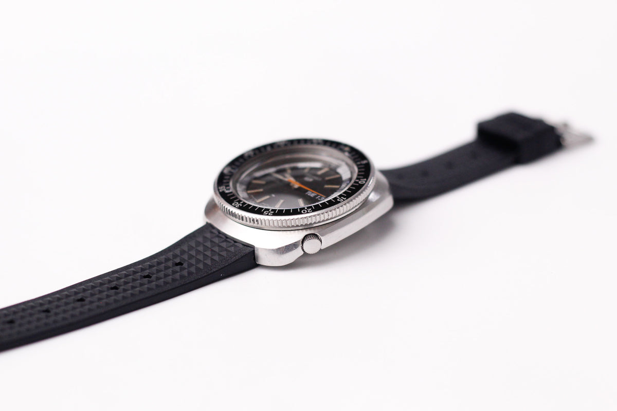 [Serviced] 1969 Seiko 5 'Double Hurricane' Matte Black Dial Men's Wrist-Watch