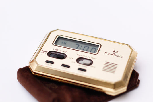[Near Mint] 1993 Pulsar Quartz Travel Alarm W/Box & Papers