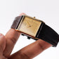 1986 Seiko Quartz Straight Grain Golden Dial Tank Men's Wrist-Watch