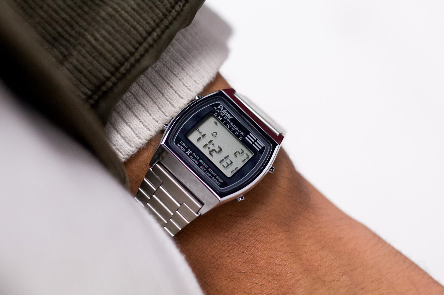 [New Old Stock] 1993 Pulsar Quartz Alarm-Chronograph Men's Wrist-Watch Full-Set