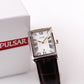 [Near Mint] 2015 Pulsar Quartz Tank Textured Roman Dial Men's Wrist-Watch W/Box & Papers
