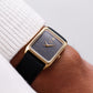 1991 Pulsar Quartz Gray Straight Grain Dial Tank Men's Wrist-Watch
