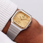 1985 Seiko Chronos 'Baby Santos' Textured Golden Dial Men's Wrist-Watch