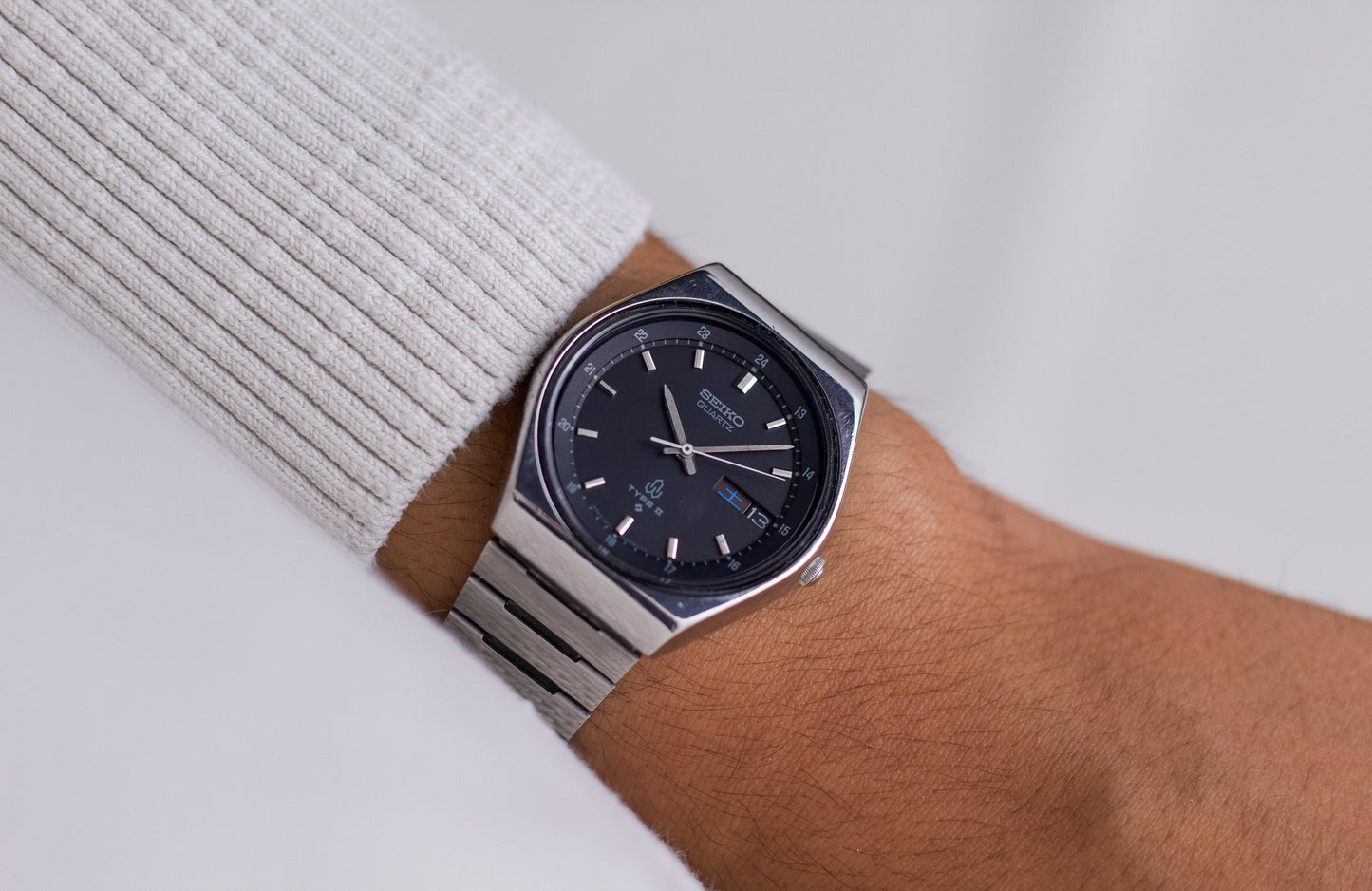 [Serviced] 1989 Seiko Type II Matte Black Dial Men's Sports Wrist-Watch