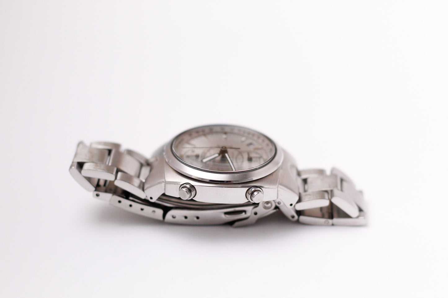 1996 Seiko Quartz Gray Sunburst Dial Chronograph-Alarm Men's Wrist-Watch