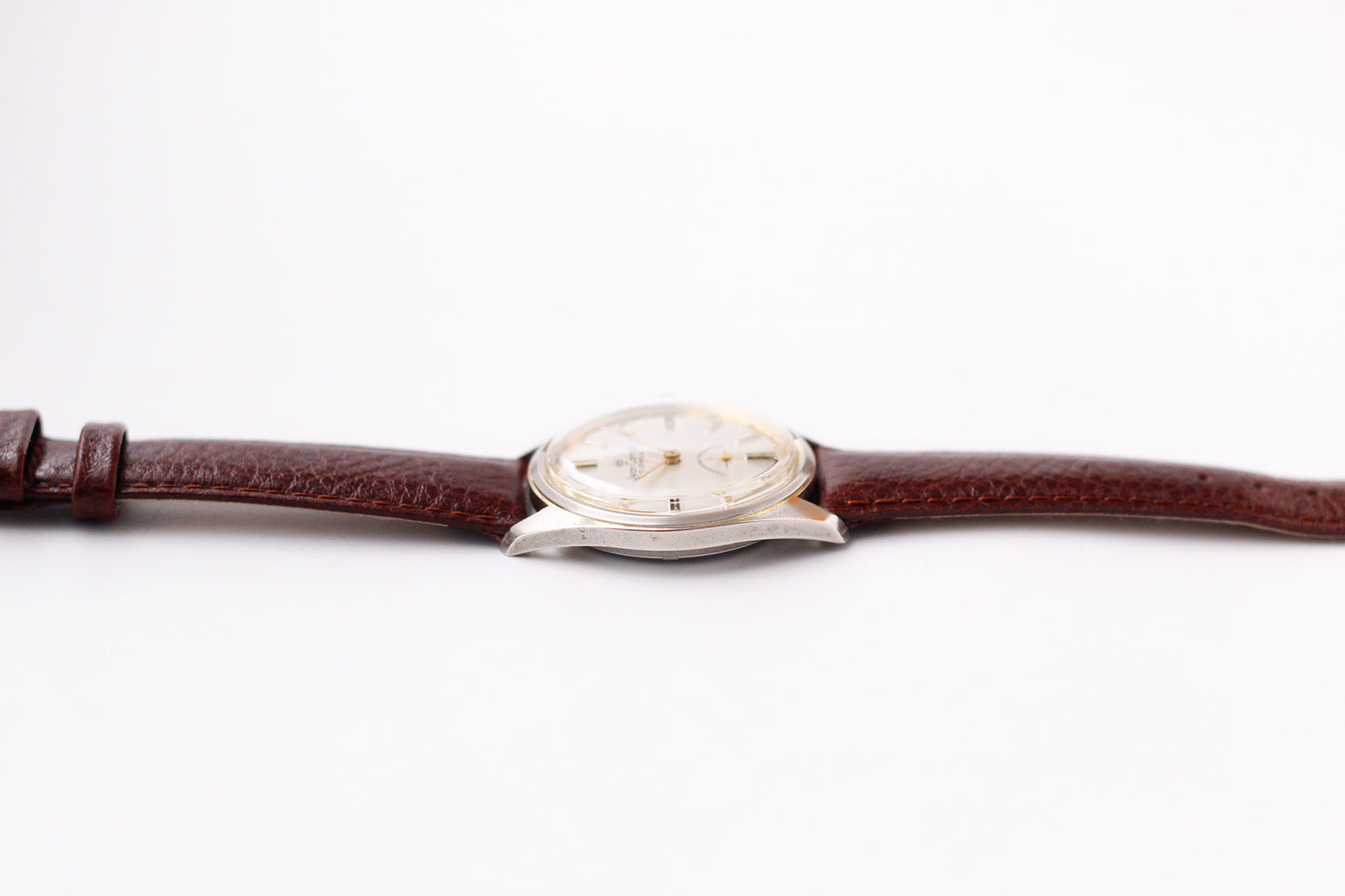 [Serviced] 1960s Jean Cardot Straight Grain Silver Dial Men's Wrist-Watch