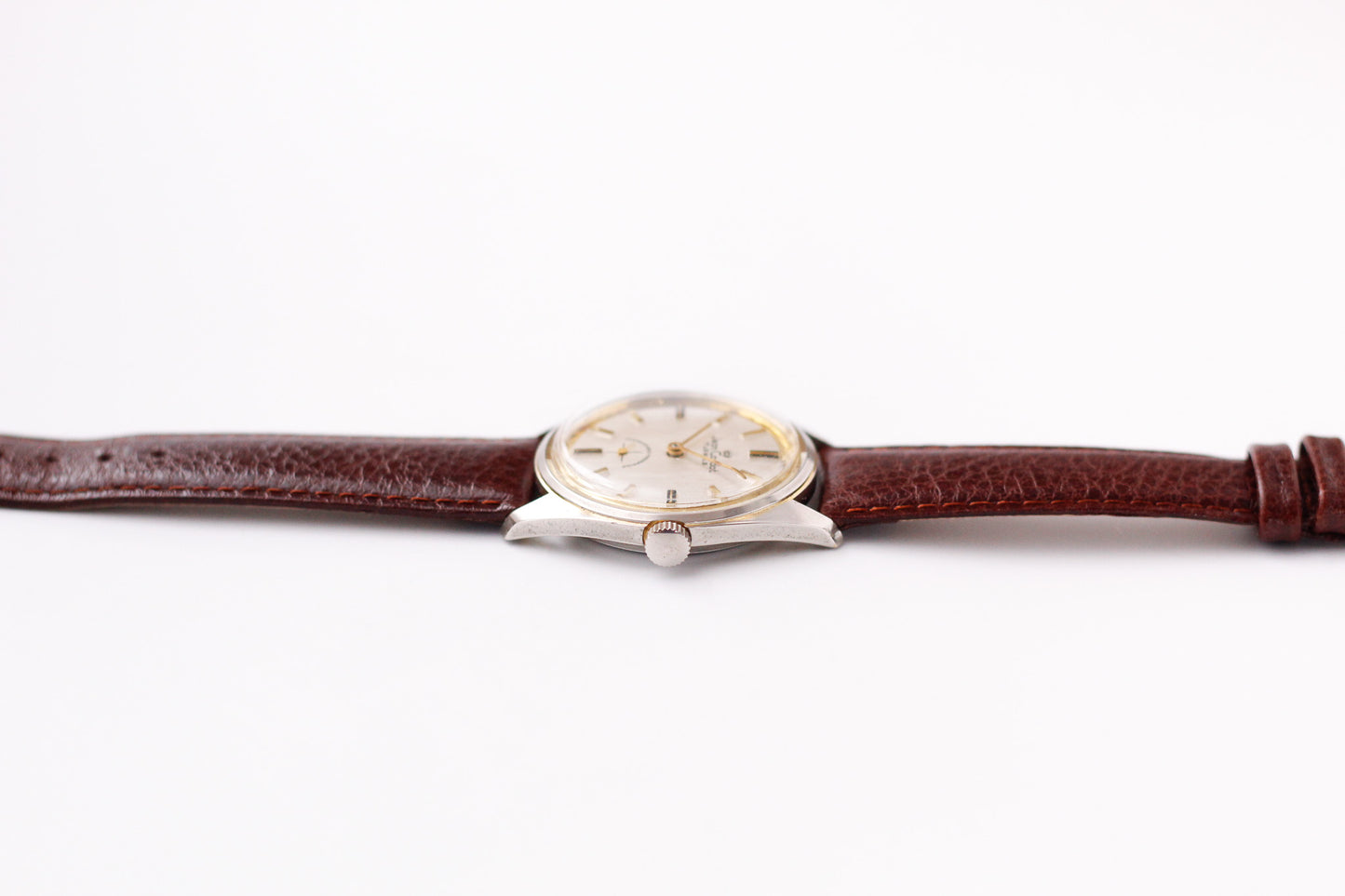 [Serviced] 1960s Jean Cardot Straight Grain Silver Dial Men's Wrist-Watch