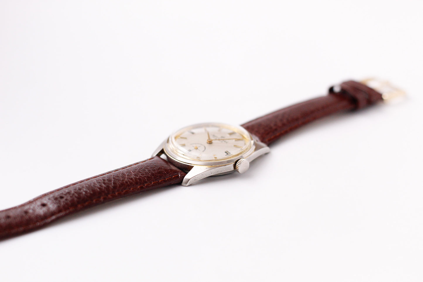 [Serviced] 1960s Jean Cardot Straight Grain Silver Dial Men's Wrist-Watch