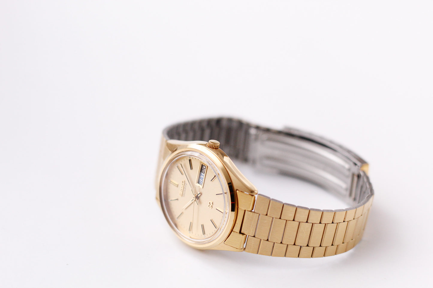 [Near Mint] 1985 Seiko SQ Quartz Straight Grain Golden Dial Men's Wrist-Watch W/Box & Papers