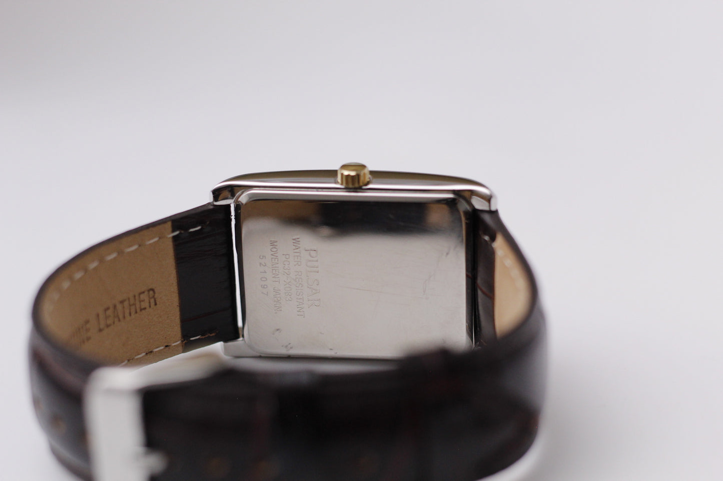 [Near Mint] 2015 Pulsar Quartz Tank Textured Roman Dial Men's Wrist-Watch W/Box & Papers