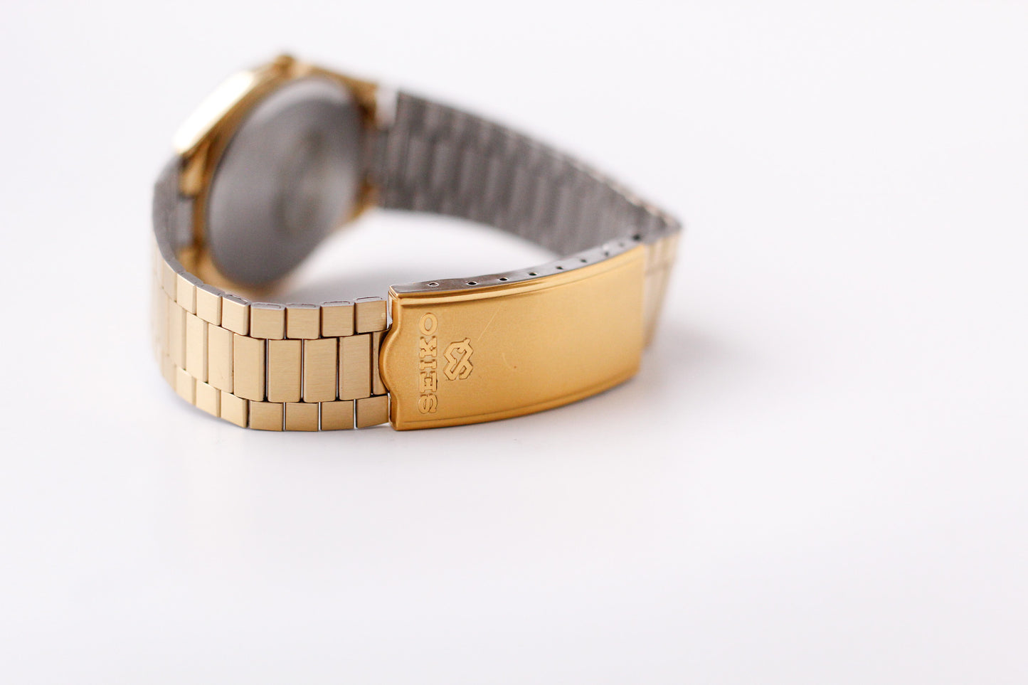 [Near Mint] 1985 Seiko SQ Quartz Straight Grain Golden Dial Men's Wrist-Watch W/Box & Papers