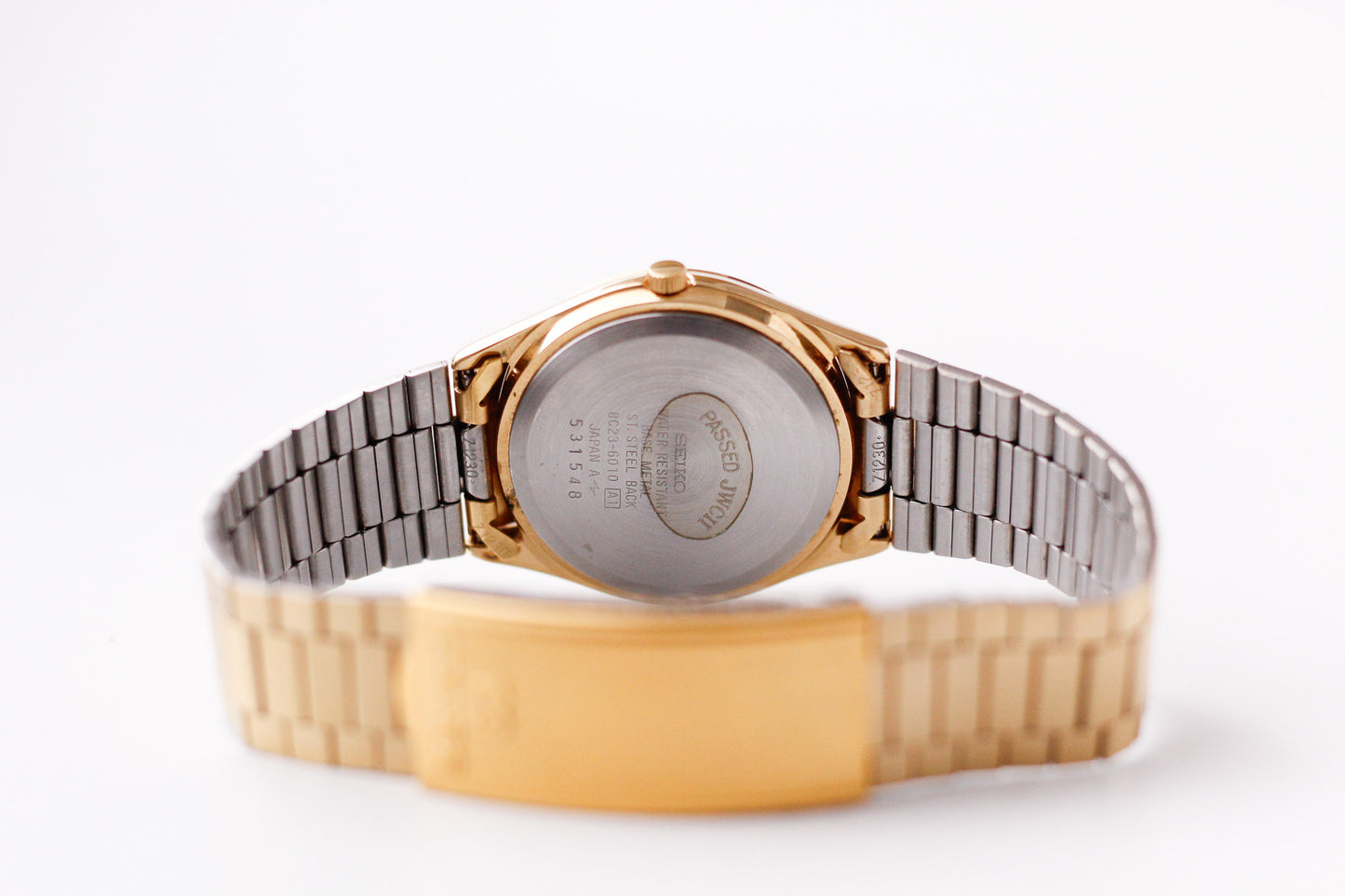 [Near Mint] 1985 Seiko SQ Quartz Straight Grain Golden Dial Men's Wrist-Watch W/Box & Papers