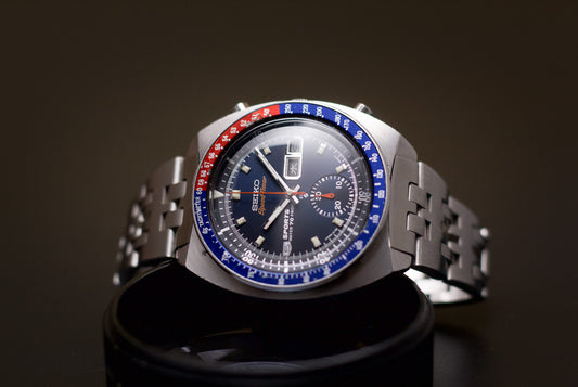 [Serviced] 1970 JDM Seiko Speedtimer Automatic Chronograph Deep Blue Dial Men's Wrist Watch
