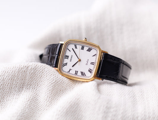 1989 Seiko Quartz Dolce Stark White Roman Dial Men's Wrist-Watch