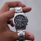 2000s Seiko Black-Sunburst Chronograph Men's Watch