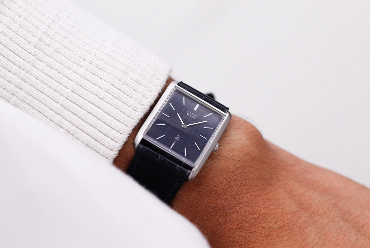 1977 Seiko Quartz Midnight Blue Dial Tank Men's Wrist-Watch