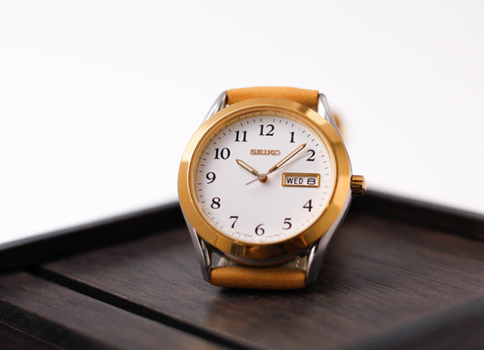 1995 Seiko Quartz Stark White Dial Two Tone Men's Wrist-Watch