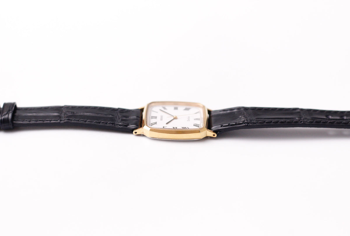 1989 Seiko Quartz Dolce Stark White Roman Dial Men's Wrist-Watch