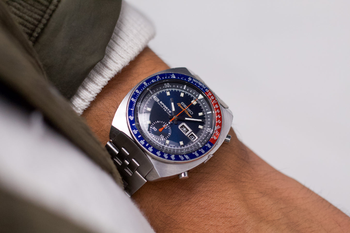 [Serviced] 1970 JDM Seiko Speedtimer Automatic Chronograph Deep Blue Dial Men's Wrist Watch