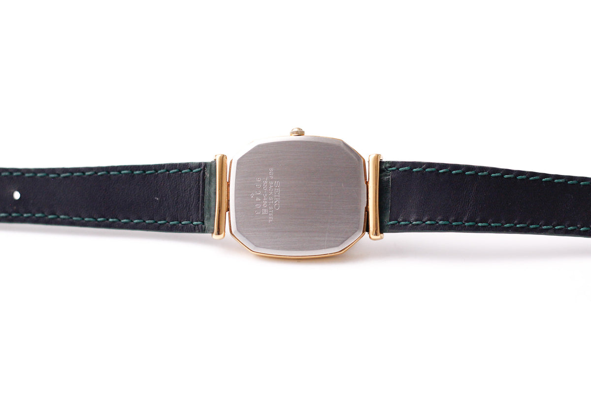 1979 Seiko Quartz Octagon Straight Grain Golden Dial Men's Wrist-Watch
