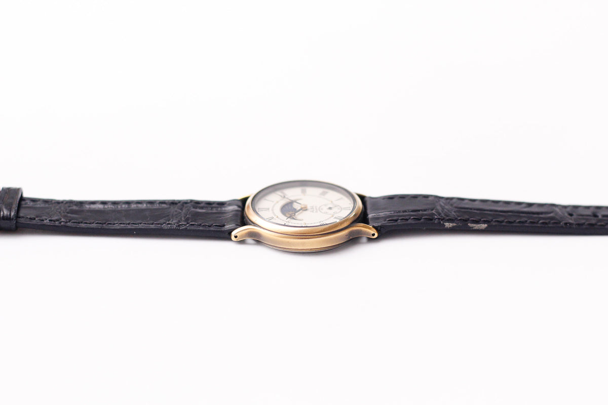 1998 Seiko Alba Quartz Light Golden Moonphase Dial Men's Wrist-Watch
