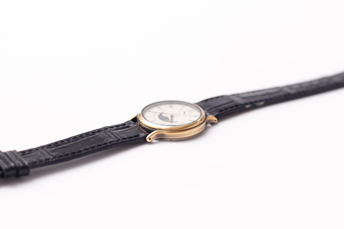 1998 Seiko Alba Quartz Light Golden Moonphase Dial Men's Wrist-Watch