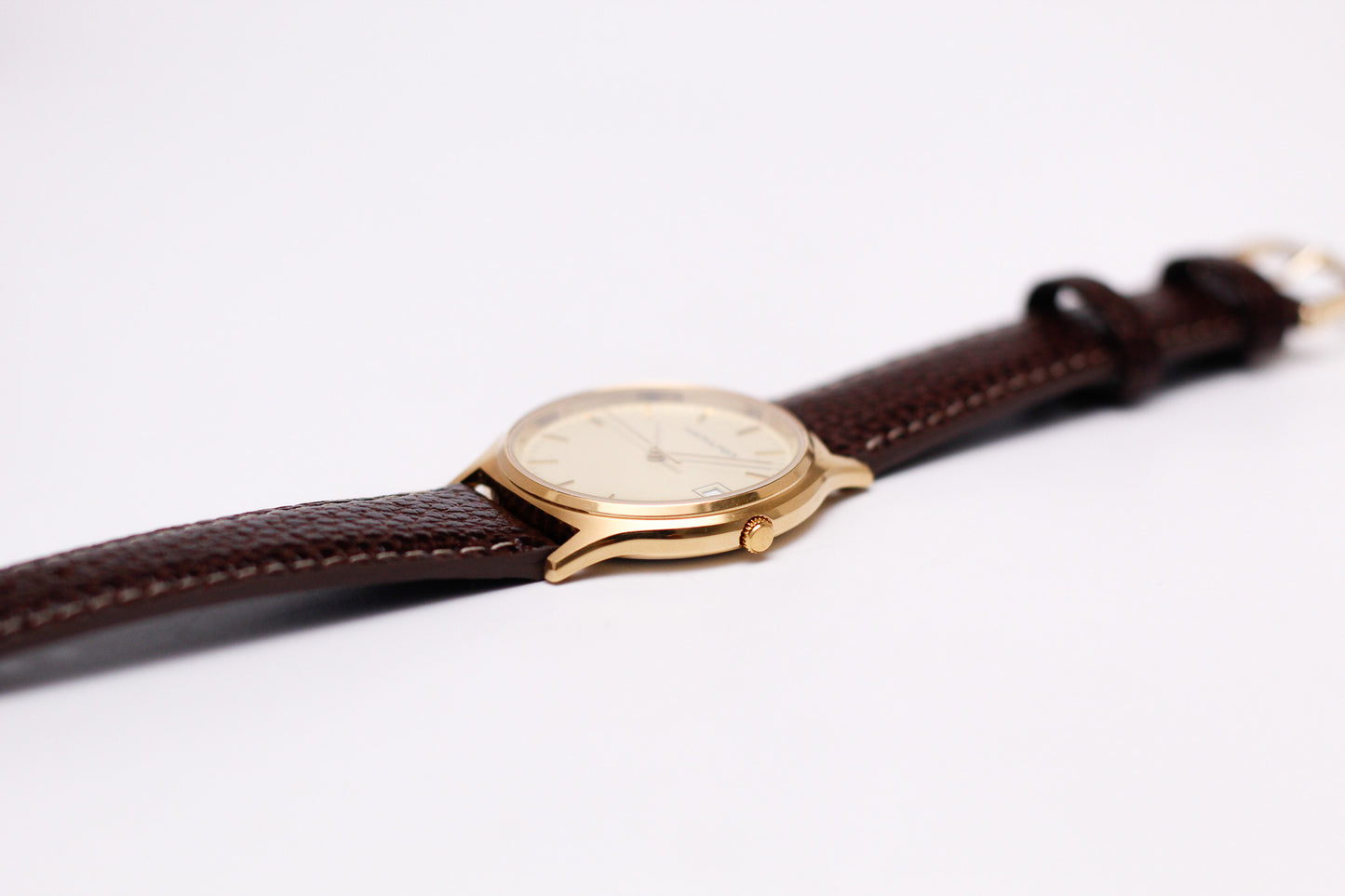 [Serviced] 1980s Hamilton Quartz Light Golden Dial Men's Wrist-Watch