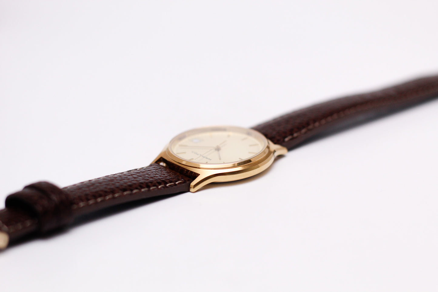 [Serviced] 1980s Hamilton Quartz Light Golden Dial Men's Wrist-Watch