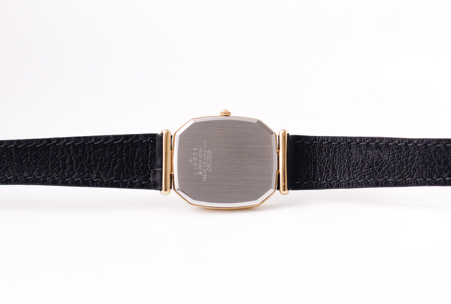 [Mint] 1977 Seiko Quartz Octagon Straight Grain Golden Dial Men's Wrist-Watch