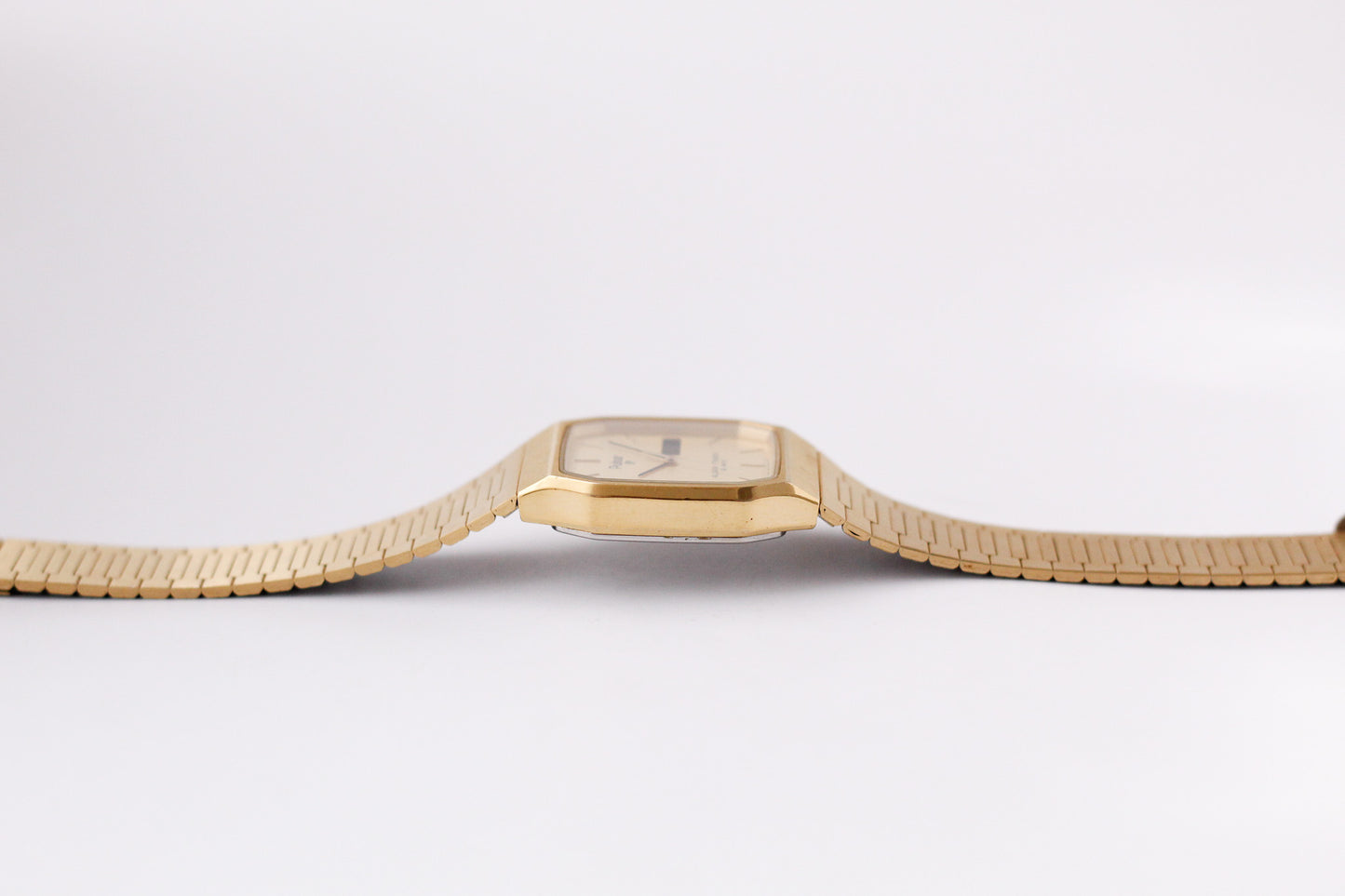 1986 Pulsar Ana-Digi Straight Grain Golden Dial Men's Wrist-Watch W/Box