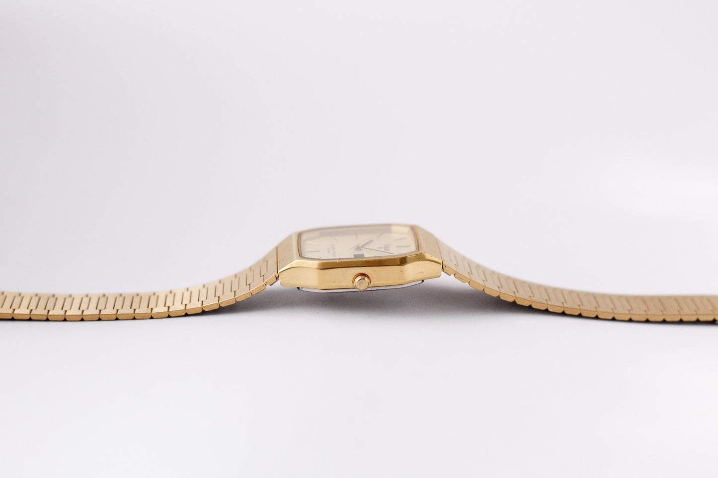 1986 Pulsar Ana-Digi Straight Grain Golden Dial Men's Wrist-Watch W/Box