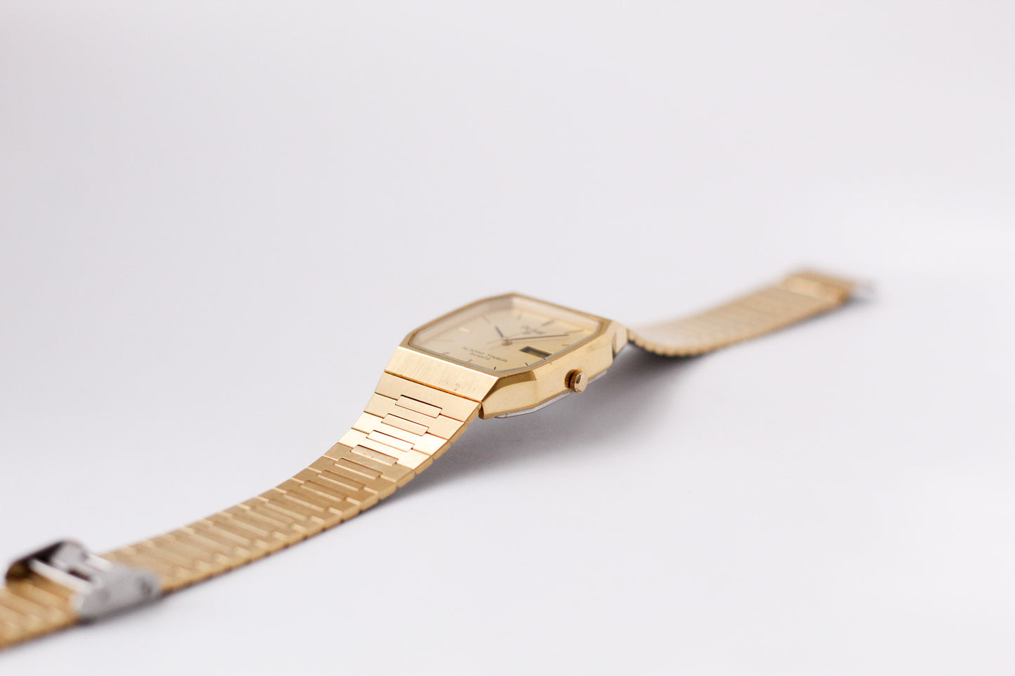 1986 Pulsar Ana-Digi Straight Grain Golden Dial Men's Wrist-Watch W/Box